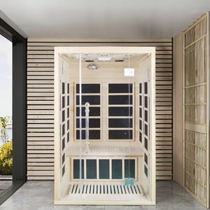 Sala de <span class=keywords><strong>sauna</strong></span> de infrarrojos lejanos para 2 personas-Calentadores modernos de fibra de carbono de lujo con sistema de calefacción para pies | Premium Low EMF Home Spa - Product Image 5