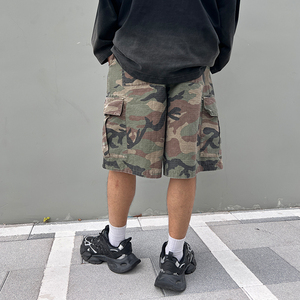 Men's Casual 100% Cotton Cargo Shorts with Custom Logo Quick Dry and <b>Enzyme</b> Wash Drawstring Design - Product Image 4