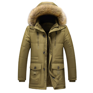Chaqueta larga informal de invierno para hombre Parka deportiva con capucha acolchada de lona gruesa a la moda en estilo Hip Hop negro - Product Image 1