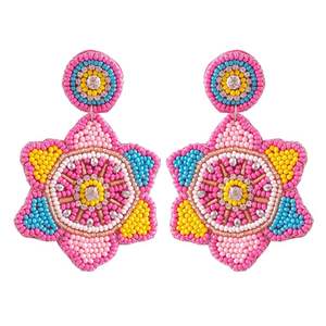 Pendientes de borla bohemios hechos a mano, joyería de gota con cuentas para mujeres y niñas, moda ligera a la moda - Product Image 1