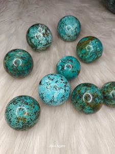 Esferas de Piedra Turquesa Africana Natural, Bolas de Cristal Curativas, Talladas y Grabadas, Marca Rais Agate, para Meditación, Tema del Amor - Product Image 4