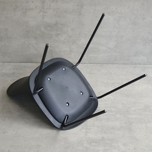 Stackable Minimalist <b>Dining</b> <b>Chair</b> with Molded Plastic Back and Iron Legs - Product Image 6