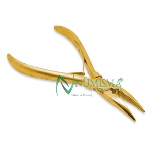 Pince à extensions capillaires professionnelle avec revêtement arc-en-ciel, pince courbée à dents en acier inoxydable durable, prix de gros - Product Image 2
