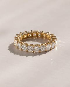4mm Asscher Cut Diamond Women's Minimalist <b>Eternity</b> Band | Full <b>Eternity</b> Wedding <b>Ring</b> | 18K Gold Plated Sterling <b>Silver</b> - Product Image 1