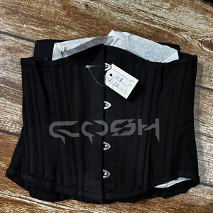 Achetez notre ceinture amincissante en coton noir gothique, fournisseur de corsets Waspie - Product Image 3