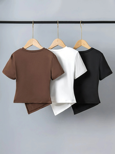 T-shirt plié à manches courtes pour filles 3 pièces printemps/été ensemble de t-shirt de mode décontracté Streetwear vêtements confortables pour filles Bangladesh - Product Image 2