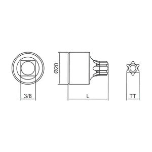 Low Profile Socket 13pcs 3/8" X25mmL <b>Tamper</b> Torx-bit DIY S2 Material OEM ODM - Product Image 5