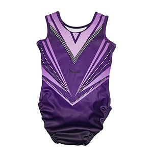 Justaucorps de danse pour filles, haute qualité, brillant, 215 GSM, polyester et élasthanne, sans manches, tenue de gymnastique professionnelle - Product Image 3