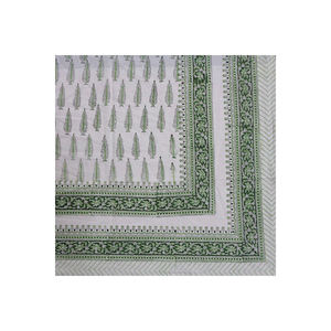 Hot Selling <b>Green</b> Jacquard Tablecloth Hand Block Printed Pure Cotton Tablecover Timeless Craftsmanship Table <b>Runners</b> on Sale - Product Image 3