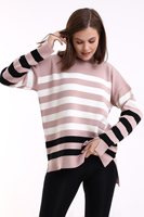 Tunique à col roulé à rayures pour femmes tricots respirants Service OEM personnalisé dos long nouvelle mode pull chaud de haute qualité