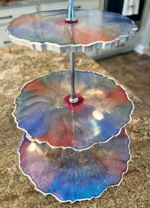 ก้านโลหะเคลือบทองอีพอกซีเรซิน2ชั้นขาตั้งเค้กอีพ็อกซี่เป็นมิตรต่อสิ่งแวดล้อมทนทานดีไซน์คลาสสิกขอบดอกไม้ - Product Image 4