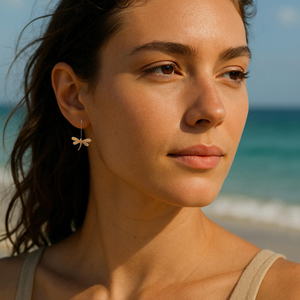 CUCOCUCA YXQ E439 Orecchini Pendenti Minimalisti Placcati Oro, Eleganza Moderna e Semplice in Acciaio Inossidabile, a Forma di Libellula - Product Image 2