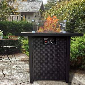 Table de foyer au propane moderne 55000 BTU avec plateau en aluminium et pare-vent en verre pour terrasse, jardin et chauffage extérieur - Product Image 3