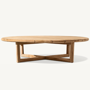 โต๊ะกาแฟทรงกลมสำหรับใช้ในร้านอาหารหรือคาเฟ่กลางแจ้ง ดีไซน์เรียบง่ายทันสมัย ผลิตจากไม้สักที่ทนทาน - Product Image 1