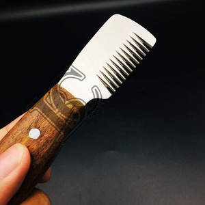 Cuchillo de rayas de alta calidad para pelo de mascotas, mango de madera de acero inoxidable sostenible, cuchillo de rayas para el cuidado a la venta de perros - Product Image 2