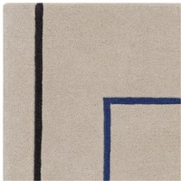 Contemporary Designer Floor Rug Linear Beige Hand Tufted Wool Area Carpet Durable Modern Solid Color High Pile Reversible Pet