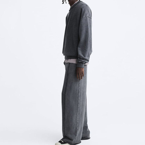 Conjunto Deportivo Personalizado para Hombre, Sudadera de Cuello Redondo 100% Algodón, Pantalón Holgado con Hombros Caídos, Ropa de Calle para Invierno - Product Image 3