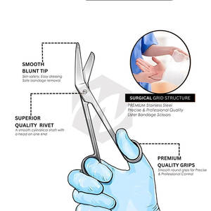 1 Uds tijeras quirúrgicas de acero inoxidable Premium Lister vendaje corte instrumento de primeros auxilios Manual estándar de seguridad-MOL al por mayor - Product Image 3