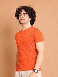 Élégant T-shirt à manches mi-longues et col en coton 100% de qualité supérieure pour hommes, imprimé à la mode, décontracté et confortable, à porter au quotidien, coupe régulière la plus vendue - Product Image 4