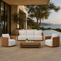 Conjunto de Sofás de Jardín de Madera Modernos para Exteriores, Muebles de Teca Sólida para Proyectos de Hoteles, Resorts y Villas