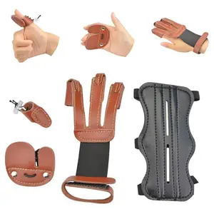 射箭手套3指护皮革护臂护腕手指标签拇指戒指手指防护装备射箭手套