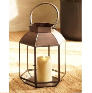 Portavelas Decorativo Hecho a Mano para el Hogar, Hotel, Bodas, Decoración, Farol con Acabado Negro, Vidrio y Metal Largo - Product Image 3