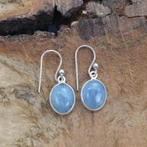 Boucles d'oreilles pendantes aigue-marine en argent sterling 925 plaqué or forme ovale pierre précieuse sertissage bijoux de mariage cadeau - Product Image 3