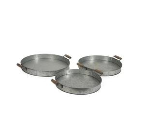 Set of 2 Galvanized Metal Serving <b>Tray</b> With Handle Oval Shape for Home & Restaurant Food & <b>Drinks</b> Serving <b>Trays</b> - Product Image 4