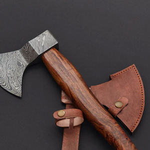 Cabeza de hacha exclusiva de acero de Damasco con textura artesanal para proyectos de carpintería de manualidades al aire libre y exhibiciones de herramientas Rústicas - Product Image 6