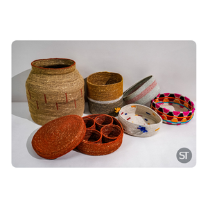 White Mustard Handwoven <b>Seagrass</b> <b>Basket</b> H21 B20 cm Braided Natural <b>Storage</b> Organizer for Living Room Home Decor and Use - Product Image 4