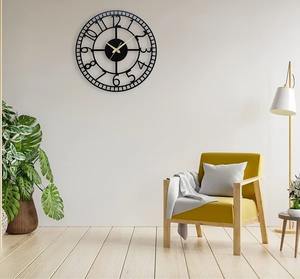 Modern Round Black Metal Wall Clock Sleek Minimalist Design Perfect For Living Room Bedroom Office And Hallway Decor - Product Image 4