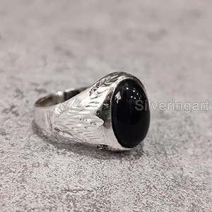 Anillo de Plata de Ley 925 con Piedra Preciosa de Ónice Negro Natural para Hombre, Regalo de Cumpleaños de Diciembre, Día del Padre, Navidad - Product Image 1