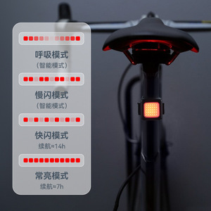 Luz trasera inteligente con sensor de freno, faros delanteros impermeables IPX5, lámpara LED recargable de 300mAh, lámpara de advertencia de seguridad para ciclismo, para bicicleta de montaña y carretera - Product Image 4