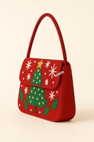 Sac à bandoulière de Noël pour femme, style mode, orné de perles faites à la main, motif géométrique, fermeture magnétique, avec sangle, idéal pour les fêtes de fin d'année