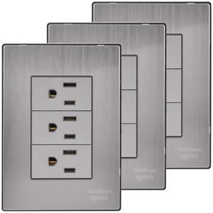 Piastre di contatto triple, MXIOS-003, 3 pezzi, Contattox3, 125-250VAC, 15A, 50/60Hz, Argento, Acciaio inossidabile/PC. - Product Image 1