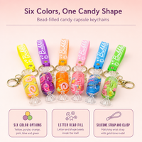 Bracelet en silicone transparent avec capsule bonbon, porte-clés en acrylique, pendentif de sac, accessoire cadeau
