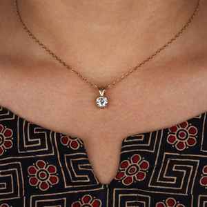 Round Lab Grown Diamond <b>Pendant</b>, IGI Certified Lab Diamond Wedding <b>Pendant</b>, Solitaire <b>Pendant</b>, Charm <b>Pendant</b>, Anniversary Gifts - Product Image 2