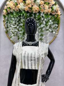 Exquisite 3 Piece Foux Gorgette Collection <b>Shrug</b> with Detailed Thread Sequence Customizable Choli with Micro Inner - Product Image 5