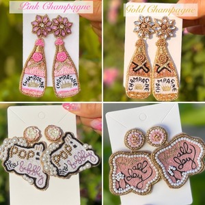 Boucles d'oreilles goutte arc jaune fait à la main perle de rocaille bijoux broderie fête déclaration accessoires classique mode unisexe personnalisé - Product Image 6