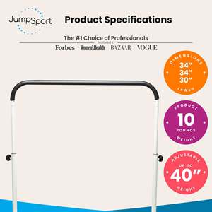 JumpSport Maniglia di supporto in acciaio bianco da 39 pollici per trampolini fitness con gambe arcuate - Product Image 3