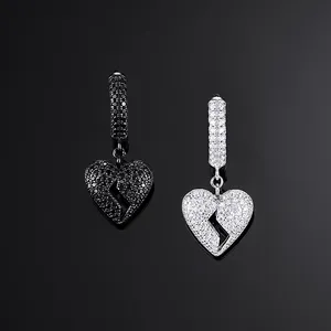 Pendientes de Aro de Corazón Roto con Diamantes Cultivados en Laboratorio, Elegantes y Ecológicos, Regalo Unisex - Product Image 4