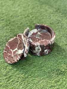 Juego de 6 Posavasos de Mármol Rojo Rosso Levanto con Soporte, Posavasos de Piedra Hechos a Mano - Product Image 3
