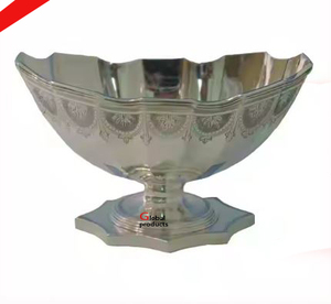 Bol de service en acier inoxydable en métal de designer fini argent look royal avec support pour restaurant et bar d'hôtel - Product Image 4