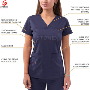 Scrub <b>Set</b> for Women Sweetheart V-Neck Scrub Top & Yoga Jogger Scrub Pants Breathable <b>Doctor</b> Uniform - Product Image 3