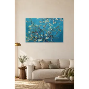 Impression sur toile Fida Van Gogh Fleurs d'amande sur fond turquoise - Product Image 4