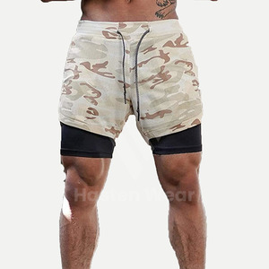 New Arrived <b>Camouflage</b> Print Sports Training <b>Shorts</b> Quick Dry Double Layer Premium Sale Compression <b>Shorts</b> For Male - Product Image 1