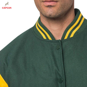 Chaqueta Varsity Clásica de Invierno de Alta Calidad con Mangas de Cuero, Cuello Alto, Logotipo Frontal, Ecológica y Personalizable - Product Image 6