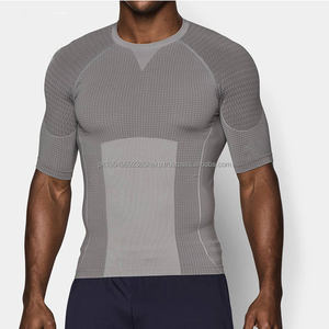 Cheap Gym Wear Cool Mens Red Seamless Muscle T Shirt Slim 3D Knitted Fit Camisetas para hombres - Product Image 2