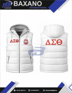 Delta Sigma Theta Sorority <b>Knitted</b> Puffer <b>Vest</b> Custom Greek Letter Embroidery Royal Blue Hooded Waterproof Breathable Men <b>Women</b> - Product Image 4