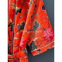 Peignoir Kimono unisexe en velours imprimé floral fait à la main hiver vêtements de nuit pour femmes Boho Hippie Style Robes Kimono ceinture pour les stations